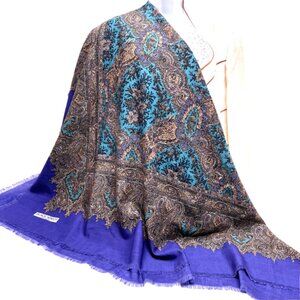 Unused-BLACK WATCH Stole, Scarf Ex Large 50" Purple Bue Fringe ,Made England(68